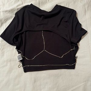 Crop top with diamond chain